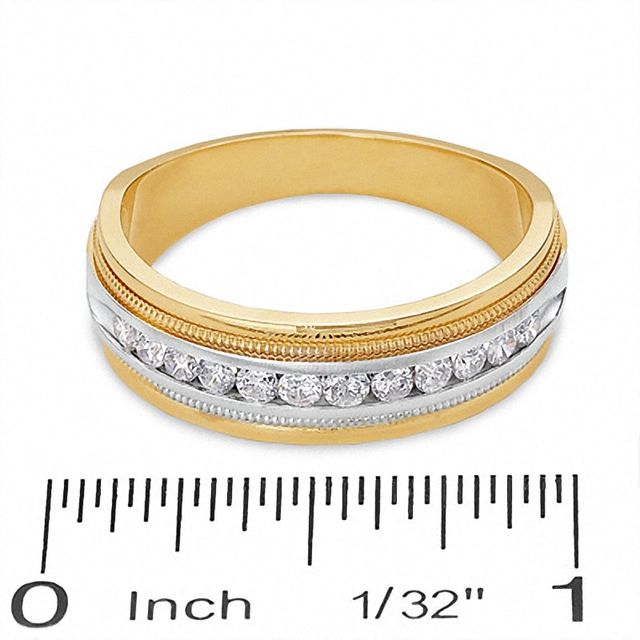 Men's CT. T.W. Diamond Channel Milgrain Band in 14K Two-Tone Gold|Peoples Jewellers