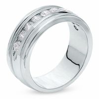 Men's 1.00 CT. T.W. Diamond Channel Milgrain Band in 14K White Gold|Peoples Jewellers