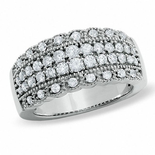 1.00 CT. T.W. Diamond Vintage Scallop Band in 14K White Gold|Peoples Jewellers