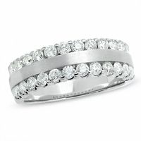 1.00 CT. T.W. Diamond Two Row Band in 14K White Gold|Peoples Jewellers