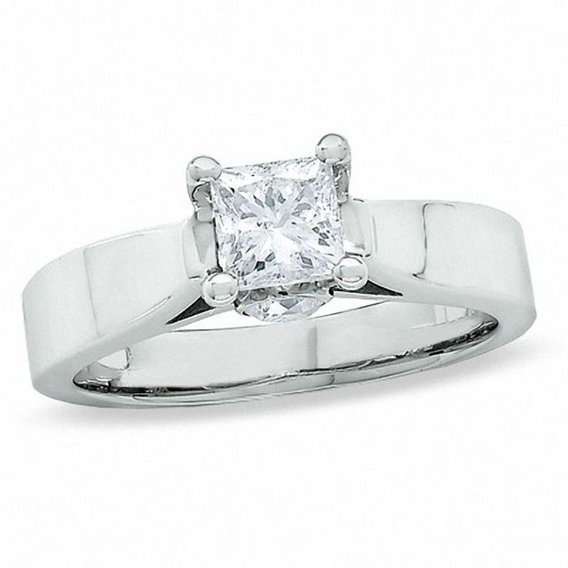 1.00 CT. T.W. Princess-Cut Diamond Solitaire Engagement Ring in 14K White Gold (I-J/I2)|Peoples Jewellers