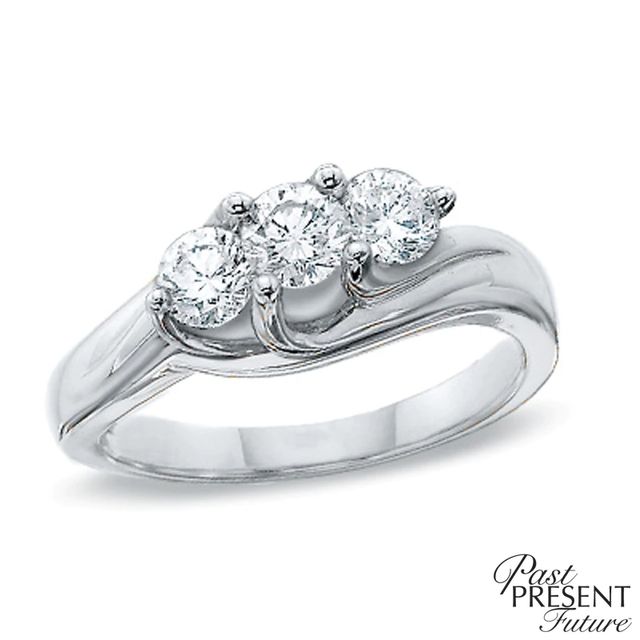1.00 CT. T.W. Diamond Three Stone Engagement Ring in 14K White Gold|Peoples Jewellers