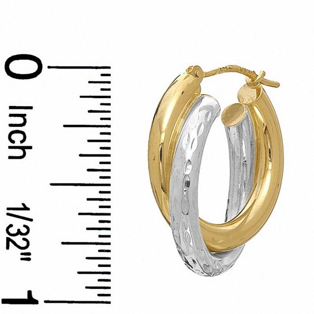 Double Bypass Hoop Earrings in Sterling Silver and 14K Gold|Peoples Jewellers