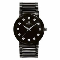 Men's Bulova Diamond Accent Black IP Watch with Black Dial (Model: 98D001)|Peoples Jewellers