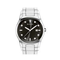 Men's Bulova Diamond Accent Watch with Black Dial (Model: 96D104)|Peoples Jewellers