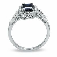 Emerald-Cut Blue Sapphire and Diamond Ring in 10K White Gold|Peoples Jewellers