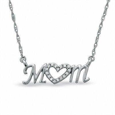 Diamond Accent Mom Heart Necklace in Sterling Silver|Peoples Jewellers