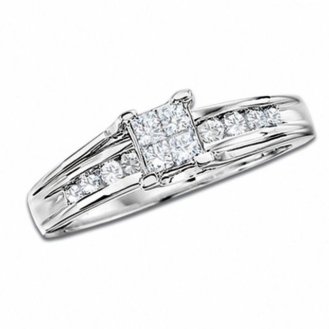 0.50 CT. T.W. Quad Princess Diamond Ring in 14K White Gold|Peoples Jewellers