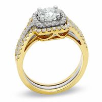 1.50 CT. T.W. Diamond Double Framed Three Piece Bridal Set in 14K Two-Tone Gold|Peoples Jewellers