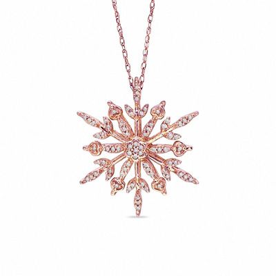 0.20 CT. T.W. Diamond Snowflake Pendant in 10K Rose Gold|Peoples Jewellers