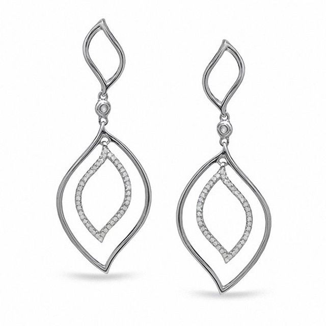 0.25 CT. T.W. Diamond Raindrop Earrings in Sterling Silver