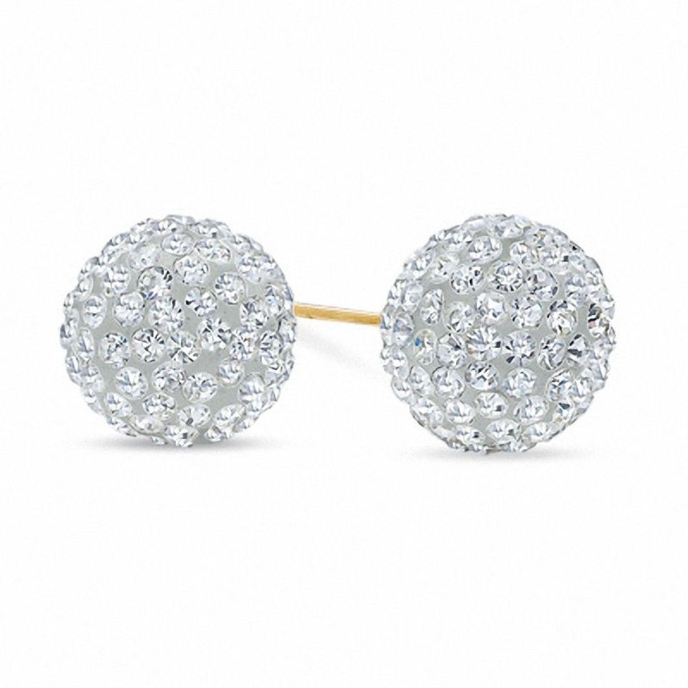 8.0mm Crystal Ball Stud Earrings in 14K Gold|Peoples Jewellers