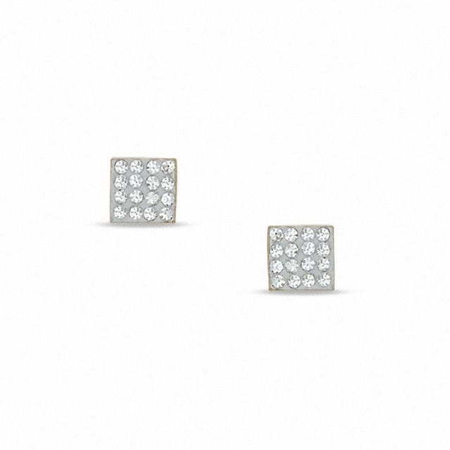 14K Gold Crystal Square Stud Earrings|Peoples Jewellers