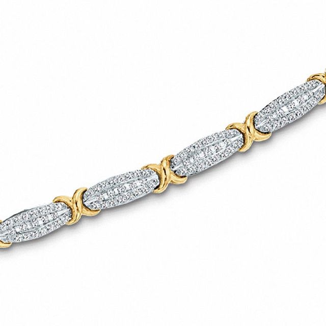 3.00 CT. T.W. Diamond "X" Bracelet in 10K Gold - 7.5"