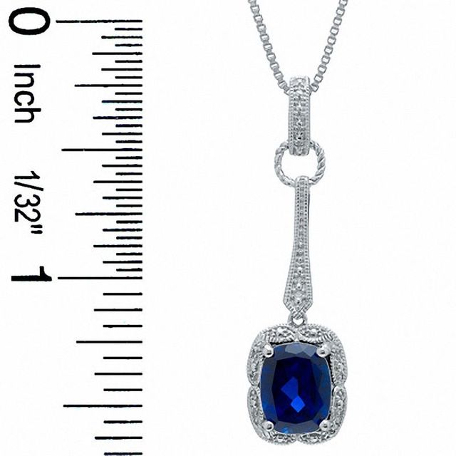 Cushion-Cut Lab-Created Sapphire Pendant and Earrings Set in Sterling Silver