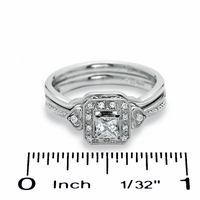 0.33 CT. T.W. Princess-Cut Diamond Framed Milgrain Engagement Ring in 14K White Gold|Peoples Jewellers