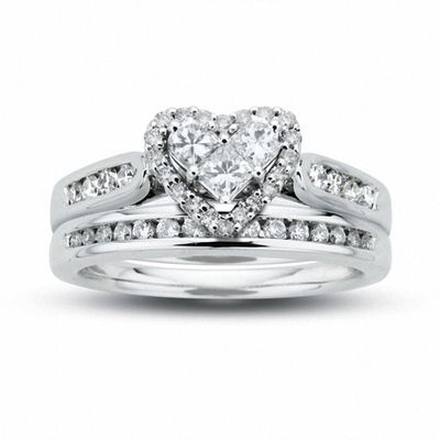 0.75 CT. T.W. Diamond Heart Bridal Set in 14K White Gold|Peoples Jewellers