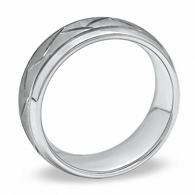 Triton Men's 8.0mm Comfort Fit Tungsten Carbide Crisscross Wedding Band - Size 10|Peoples Jewellers