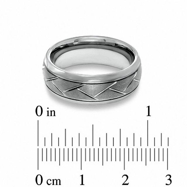 Triton Men's 8.0mm Comfort Fit Tungsten Carbide Crisscross Wedding Band - Size 10