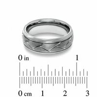 Triton Men's 8.0mm Comfort Fit Tungsten Carbide Crisscross Wedding Band - Size 10|Peoples Jewellers