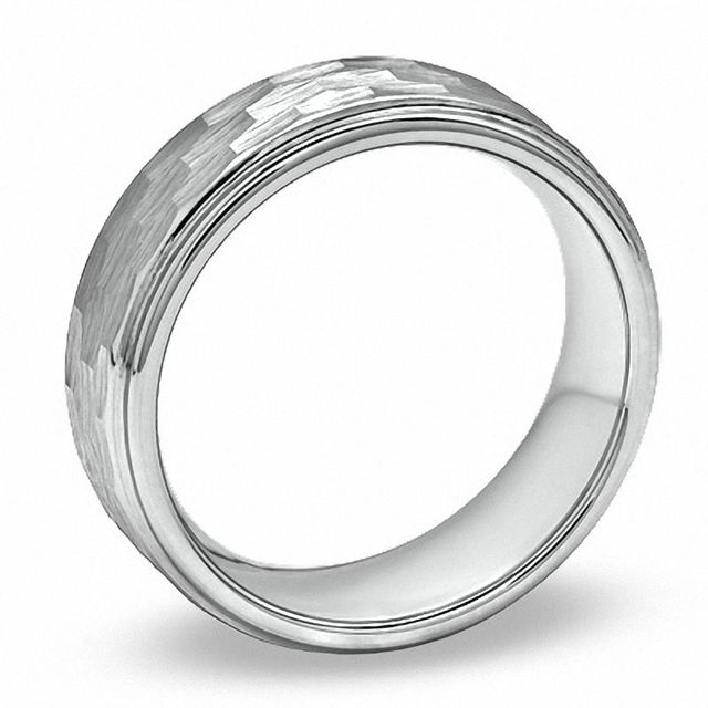 Triton Men's 8.0mm Comfort Fit Tungsten Carbide Hammered Wedding Band - Size 10|Peoples Jewellers