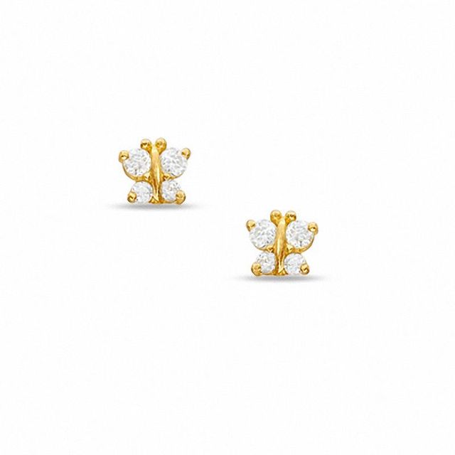 Child's Cubic Zirconia Butterfly Earrings 14K Gold|Peoples Jewellers