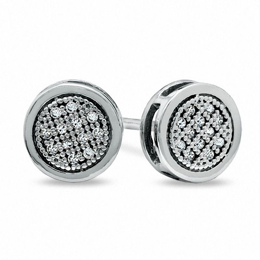 0.04 CT. T.W. Multi-Diamond Round Stud Earrings in 10K White Gold|Peoples Jewellers