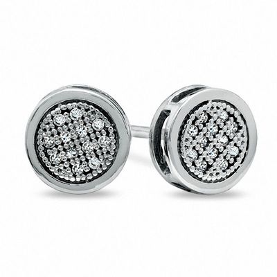 0.04 CT. T.W. Multi-Diamond Round Stud Earrings in 10K White Gold|Peoples Jewellers