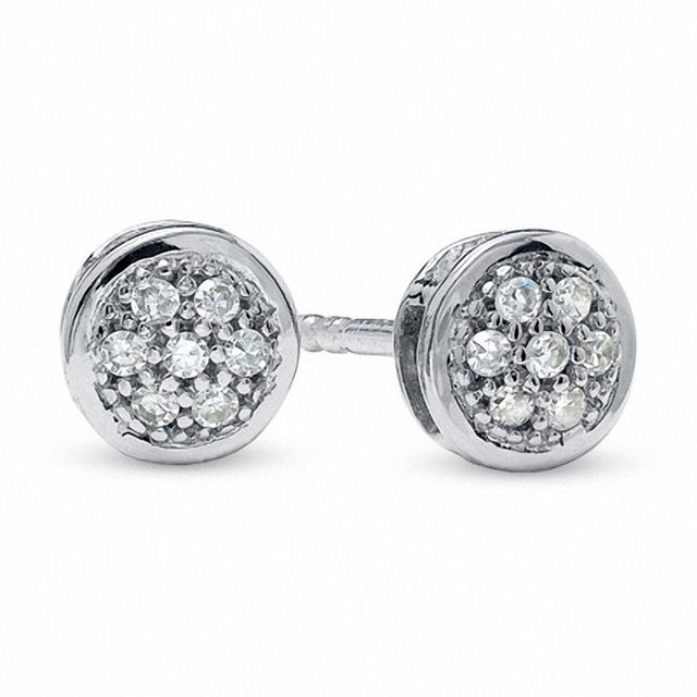 0.04 CT. T.W. Multi-Diamond Round Stud Earrings in 10K White Gold|Peoples Jewellers