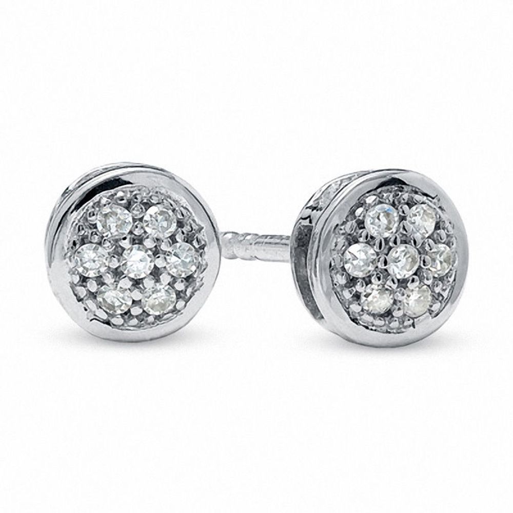 0.04 CT. T.W. Multi-Diamond Round Stud Earrings in 10K White Gold|Peoples Jewellers