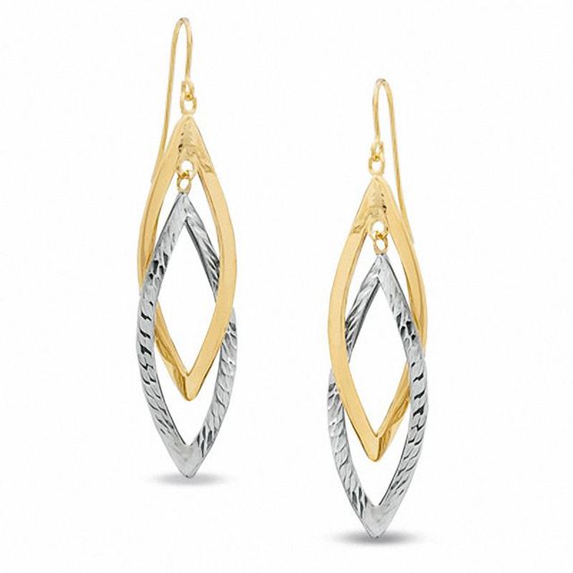 Double Marquise Dangle Earrings in 14K Two-Tone Gold|Peoples Jewellers