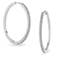 0.25 CT. T.W. Diamond Hoop Earrings in 10K White Gold|Peoples Jewellers