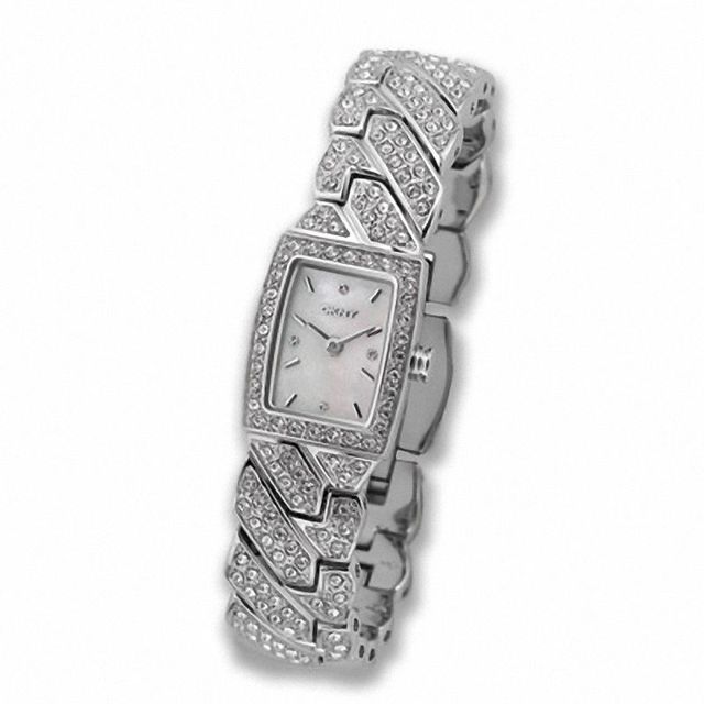 Ladies' DKNY Crystal Accent Watch with Rectangle Mother-of-Pearl Dial (Model: NY4411)