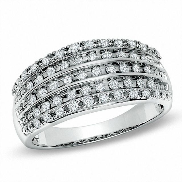 0.50 CT. T.W. Diamond Five Row Anniversary Band in 10K Gold|Peoples Jewellers
