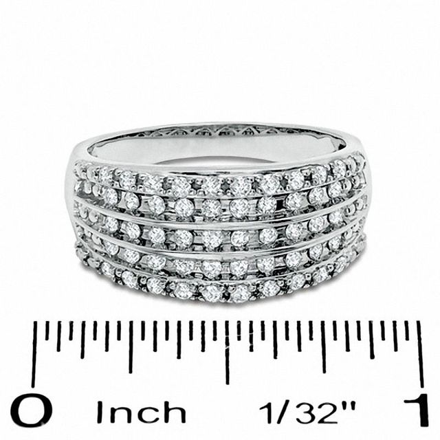 0.50 CT. T.W. Diamond Five Row Anniversary Band in 10K White Gold|Peoples Jewellers