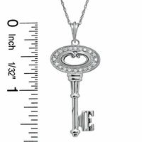 0.10 CT. T.W. Diamond Oval Key Pendant in Sterling Silver|Peoples Jewellers
