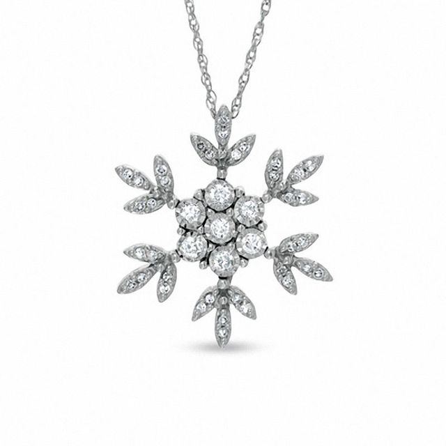 0.25 CT. T.W. Diamond Snowflake Pendant in 10K White Gold|Peoples Jewellers