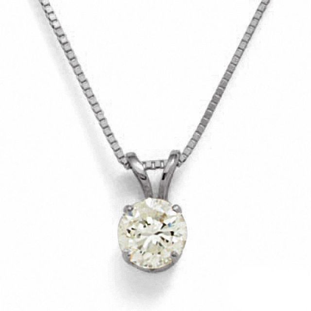 0.50 CT. Canadian Certified Diamond Tension-Set Solitaire Pendant in 14K White Gold (I/I2) - 17"
