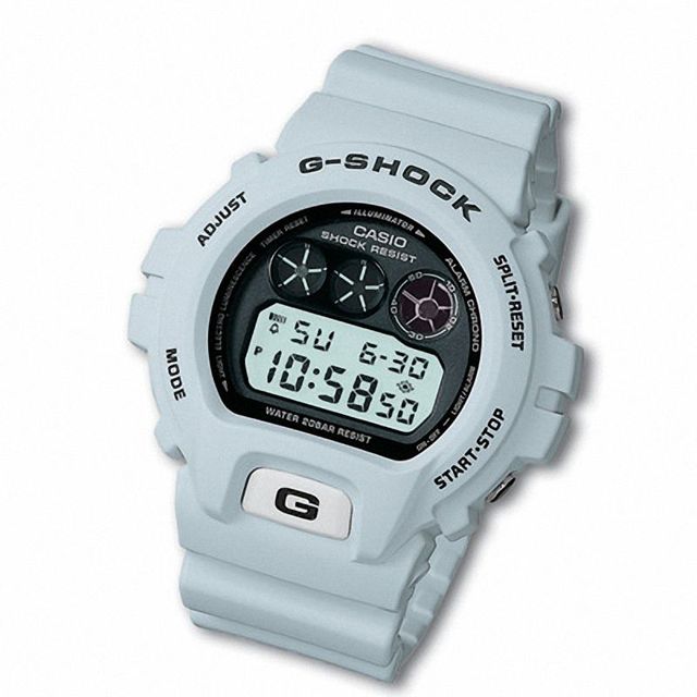 Men's Casio Solar Atomic White G-Shock Watch with Black Dial (Model: DW6900FS-8)