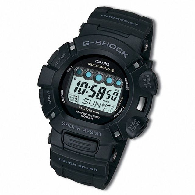 Men's Casio Solar Atomic Mudman Black Resin Watch (Model: GW9000A-1CR)