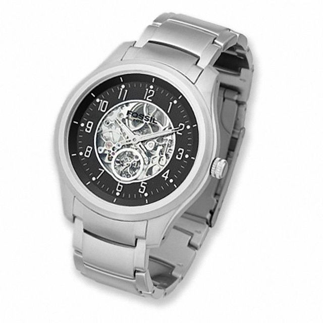 Men's Fossil Automatic Watch with Skeleton Black Dial (Model: ME3007)|Peoples Jewellers