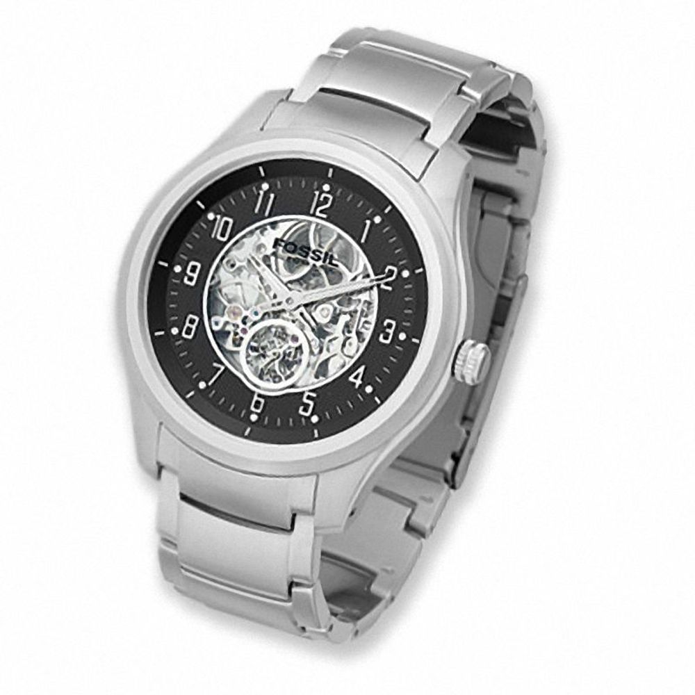 Men's Fossil Automatic Watch with Skeleton Black Dial (Model: ME3007)|Peoples Jewellers