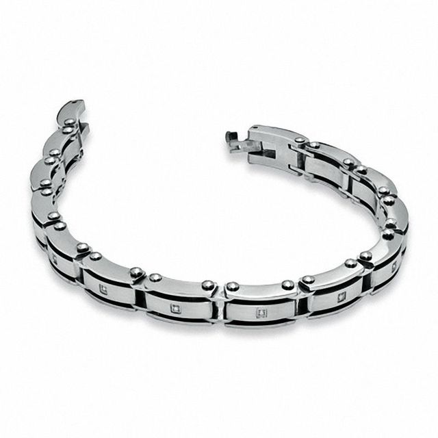 Men's Diamond Accent Stainless Steel Link Bracelet - 8.5"