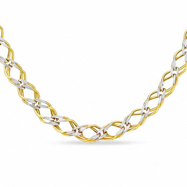 Sterling Silver and 14K Gold Plate Double Link Necklace - 17"|Peoples Jewellers
