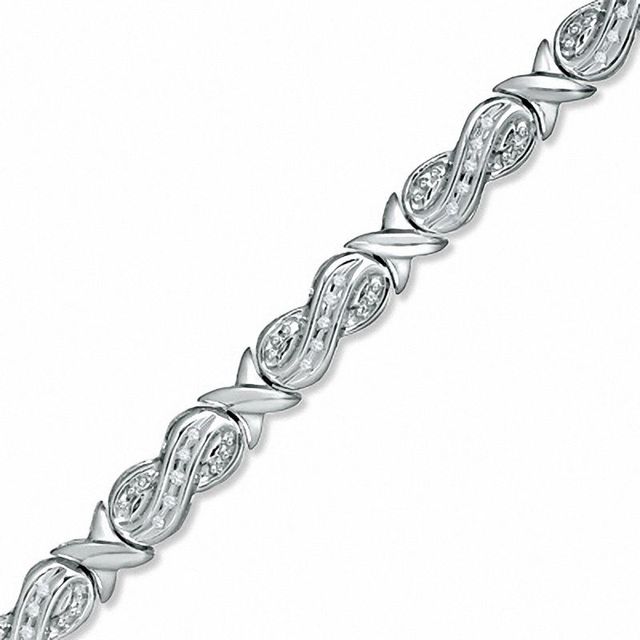 0.16 CT. T.W. Diamond Figure 8 and "X" Bracelet in Sterling Silver|Peoples Jewellers
