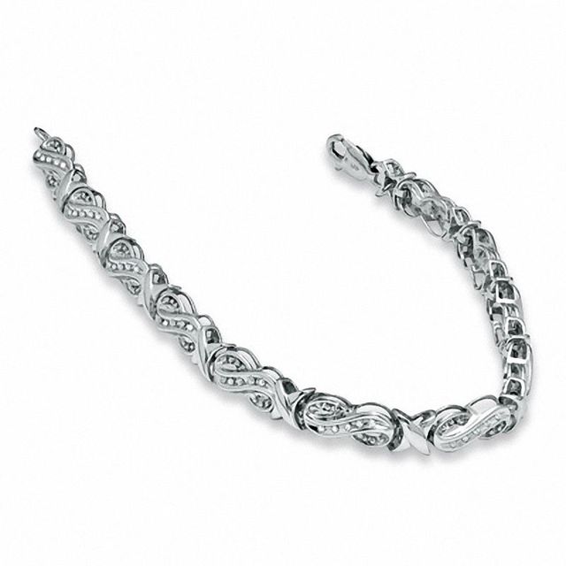 0.16 CT. T.W. Diamond Figure 8 and "X" Bracelet in Sterling Silver|Peoples Jewellers