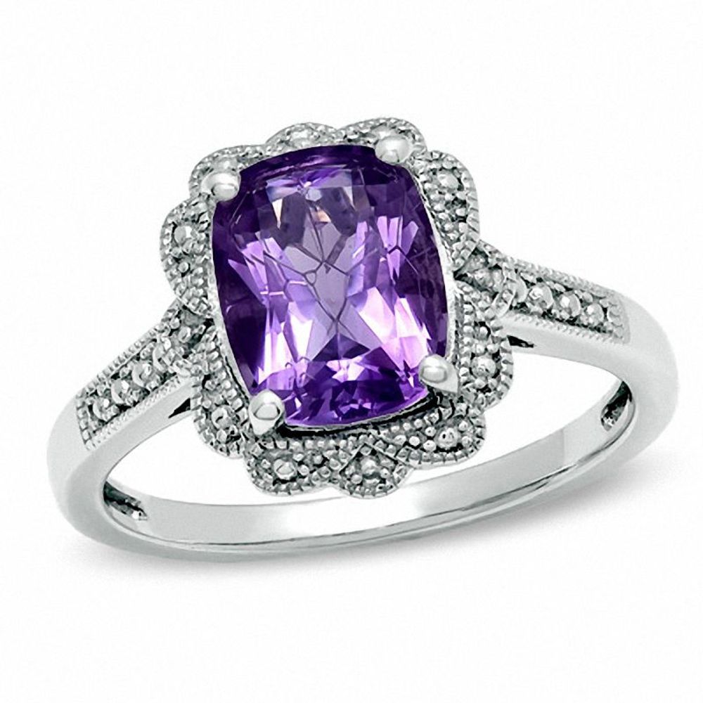 Cushion-Cut Amethyst Vintage-Style Ring in Sterling Silver|Peoples Jewellers