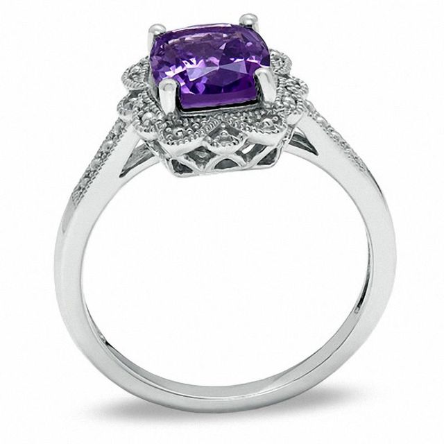 Cushion-Cut Amethyst Vintage-Style Ring in Sterling Silver|Peoples Jewellers