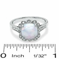 8.0mm Cushion-Cut Lab-Created Opal Vintage-Style Ring in Sterling Silver|Peoples Jewellers