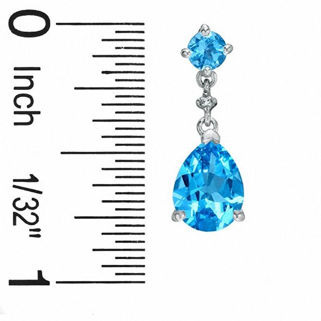 Swiss Blue Topaz Drop Earrings in 10K White Gold with Diamond Accents|Peoples Jewellers